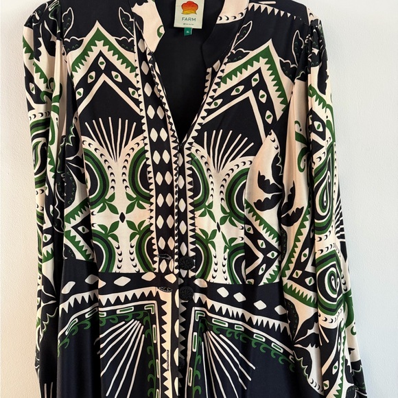 FARM Rio Black and Green Geometric Dress - Picture 3 of 3